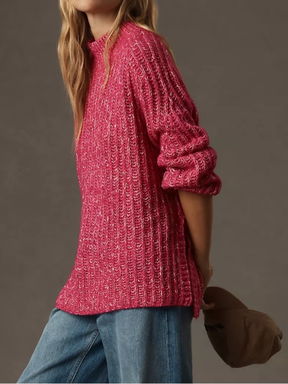 Anthropologie Pilcro Tunic textured Sweater in Hot Pink